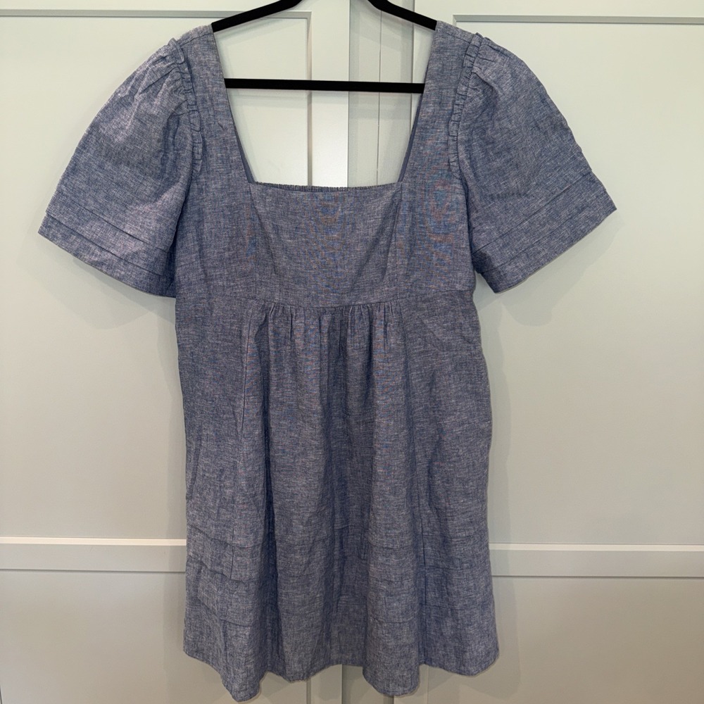 Draper James Chambray Babydoll Dress XXL Puff Sleeve Cottagecore Prairie